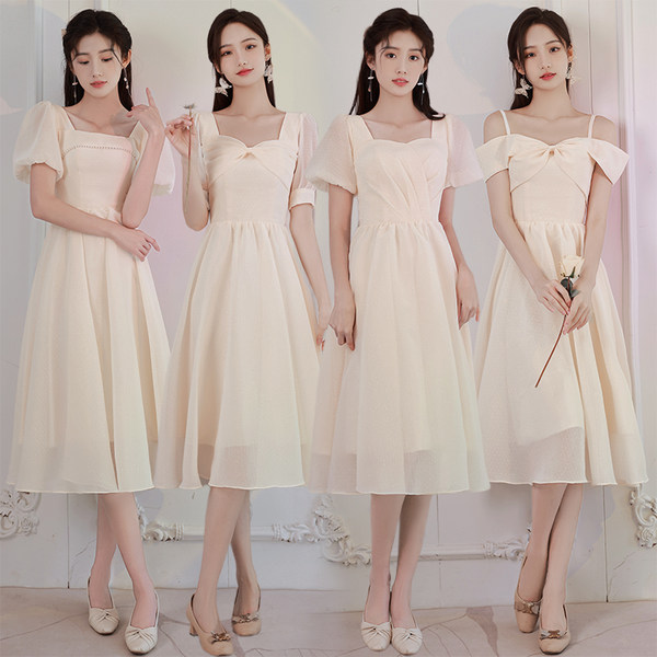 ชุดเพื่อนเจ้าสาวสีครีม ชุดเพื่อนเจ้าสาว ชุดไปงานแต่งงาน