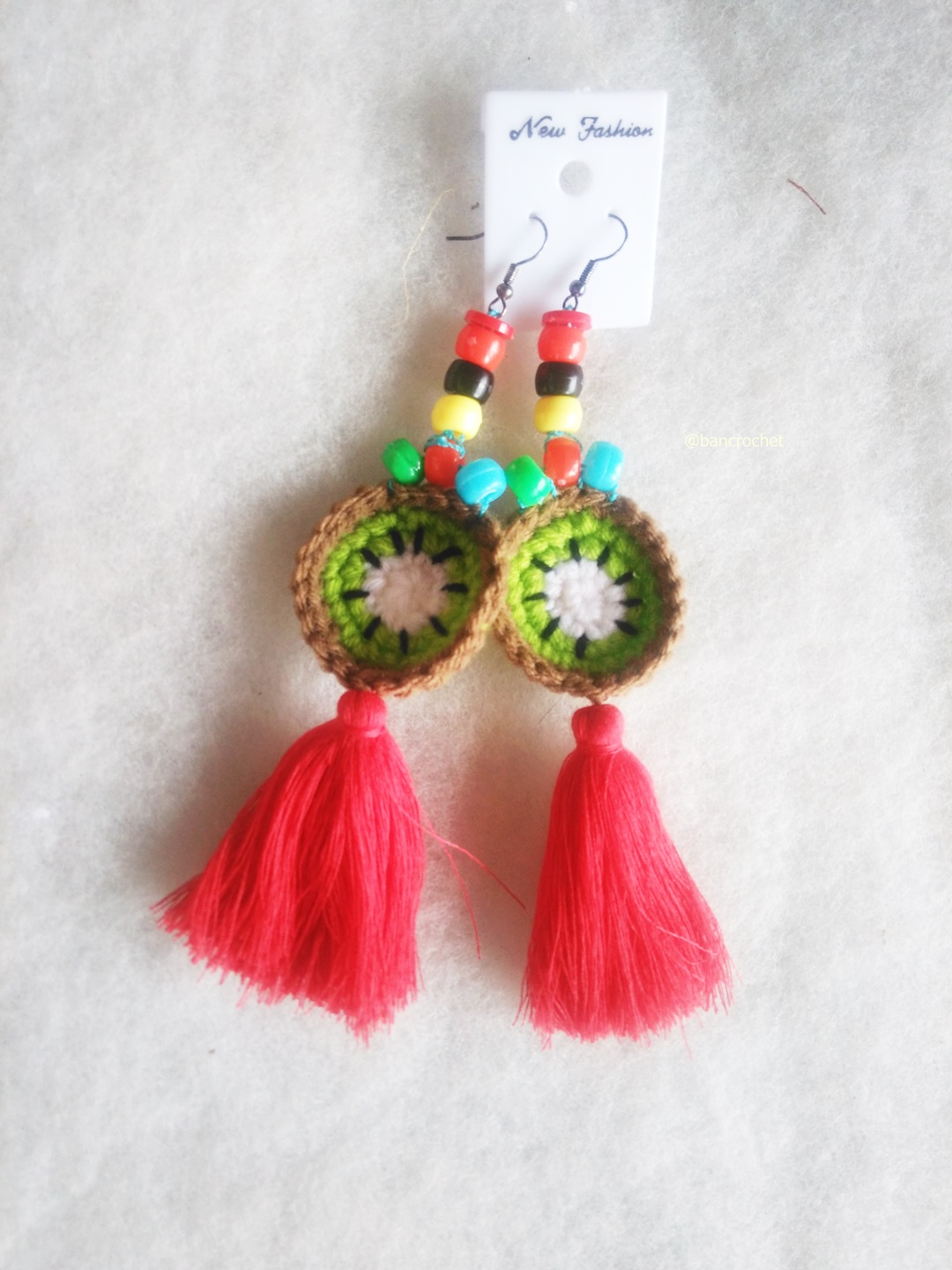 ต่างหูถักโครเชต์ crochet earrings หลากสี 5 นิ้ว
