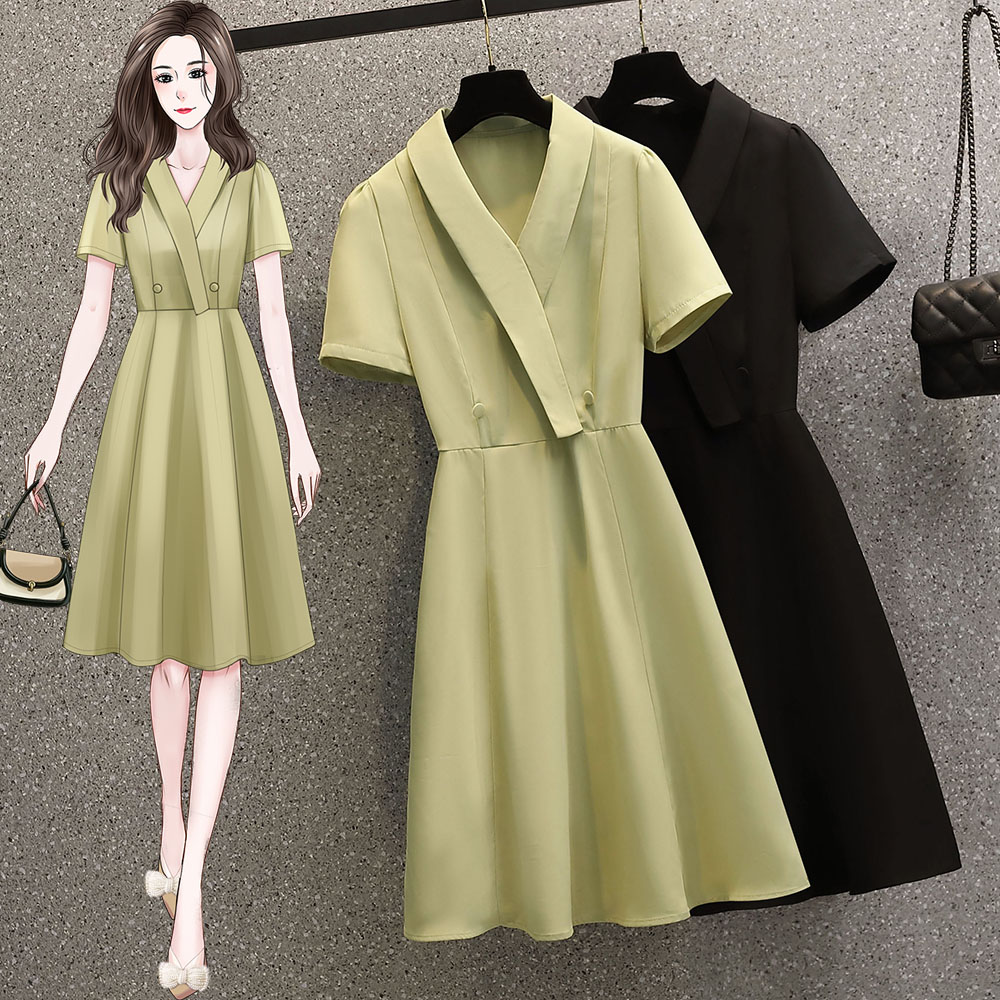 เดรสแขนสั้น มีไซส์ L-4XLอก 38-47 นิ้ว ใส่ได้ทั้งสาวหุ่นดีน่ารักจนถึงสาวอวบพลัสไซส์
