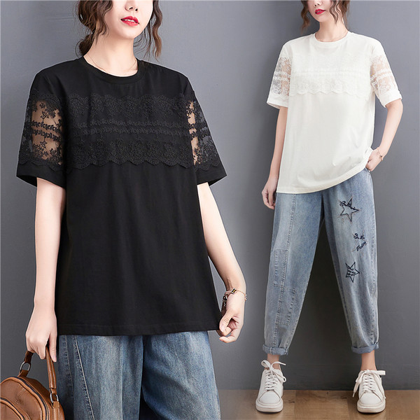 เสื้อลินินคนอ้วน เสื้อทีเชิ้ตคนอ้วนผู้หญิง เสื้อทีเชิ้ตตัวใหญ่ By Literary Plus size