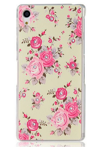 เคส SONY Xperia Z2 D6503 D6502 เคส เพนท์ลาย ดอกกุหลาบ สีชมพู หวาน ๆ เพิ่มมิติ ด้วยการติดเพชร ในดอกกุหลาบ สวย ๆ ค่ะ 101572