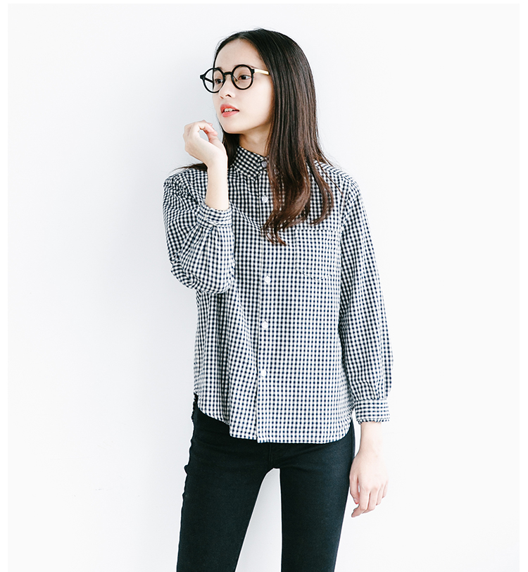เสื้อผ้าแฟชั่น เสื้อเชิ้ตผู้หญิงลายสก๊อต ตารางเล็ก