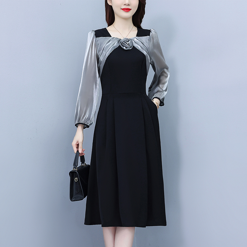 เดรสสีดำ ชุดเดรสคนอ้วน ชุดเดรสสาวพลัสไซส์ XL-5XL