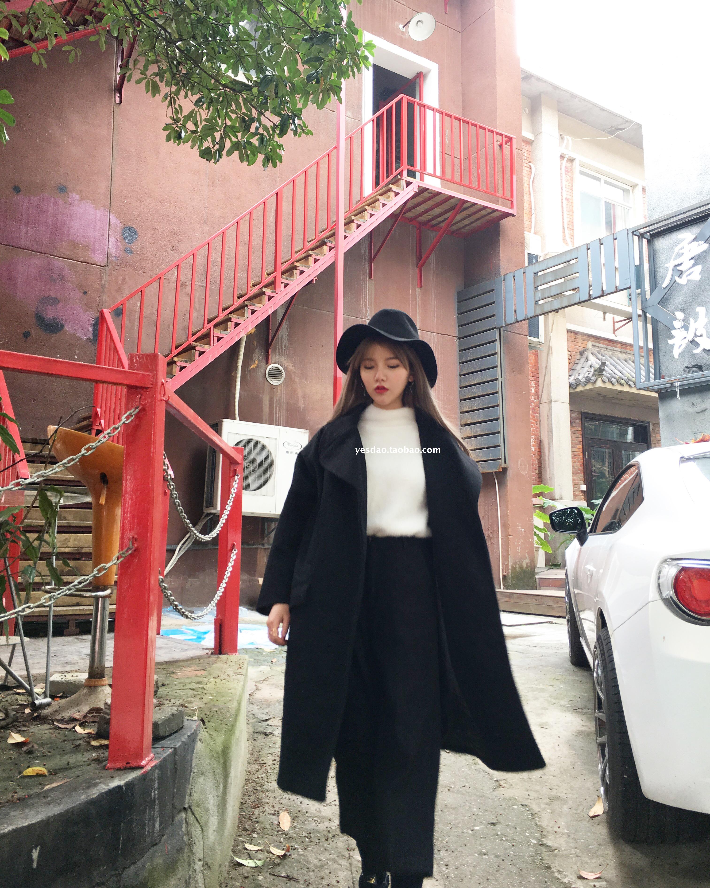 เสื้อโค้ทกันหนาว ทรงยาวโคล่ง แต่งกระเป๋า 4 จุด (กระเป๋าจริง) ผ้าวูลเนื้อละเอียด บุซับในกันลม งานดีค่าา พร้อมส่ง สีดำ