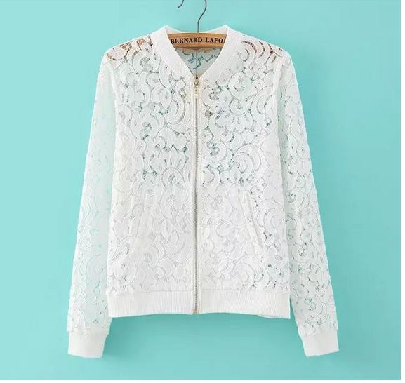 เสื้อคลุม เสื้อ Jacket ผู้หญิง ผ้าลูกไม้ สีขาว เสื้อคลุม แขนยาว สไตล์ คุณนาย สาวนักบริหาร ใส่ออกงาน เสื้อคลุมผู้หญิง แขนยาว แบบสวย 114560_1