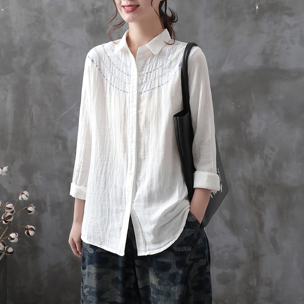 เสื้อเชิ้ตผ้าฝ้ายลินิน ขายเสื้อเชิ้ต ผ้าลินิน เสื้อเชิ้ตผ้าฝ้ายผู้หญิง