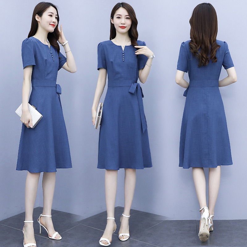 เดรสแขนสั้น มีไซส์ L-5XLอก 38-48 นิ้ว ใส่ได้ทั้งสาวหุ่นดีน่ารักจนถึงสาวอวบพลัสไซส์