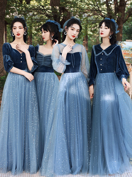 ชุดเพื่อนเจ้าสาวสีฟ้า ชุดเพื่อนเจ้าสาว ชุดไปงานแต่งงาน