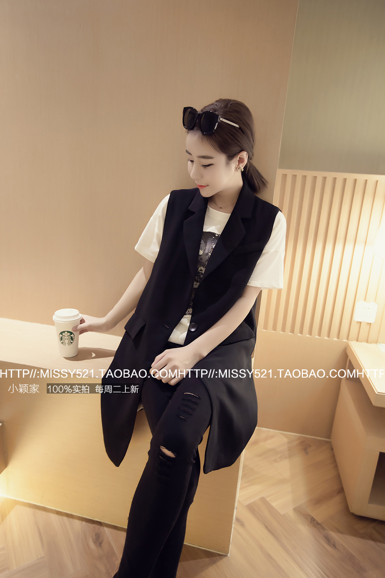 เสื้อคลุมแฟชั่นแขนกุด ตัวยาว เกาหลีมากๆ เรียกได้ว่างานดีแบบเก๋จ้า พร้อมส่งเลยน๊าา ดำ