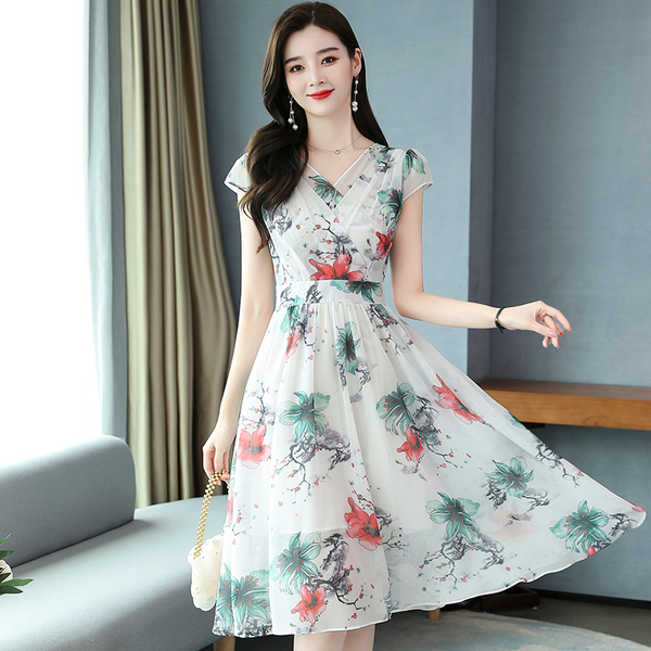 เดรสคนอ้วน เดรสชีฟองคนอ้วน By White Sugar Plus Size