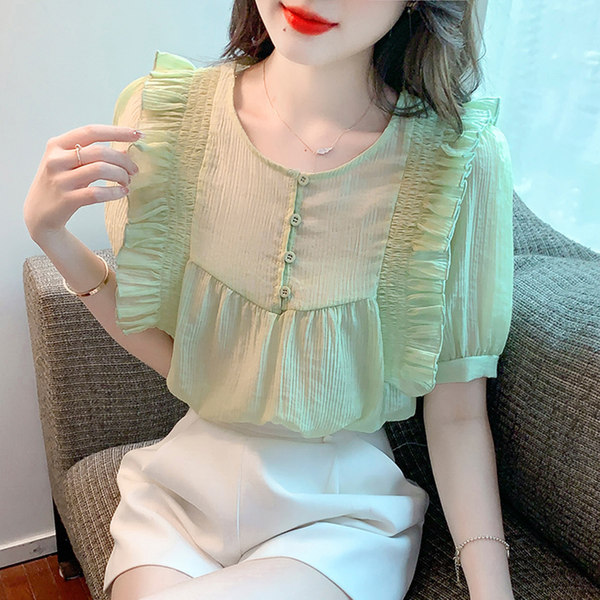เสื้อลูกไม้ แขนสั้น