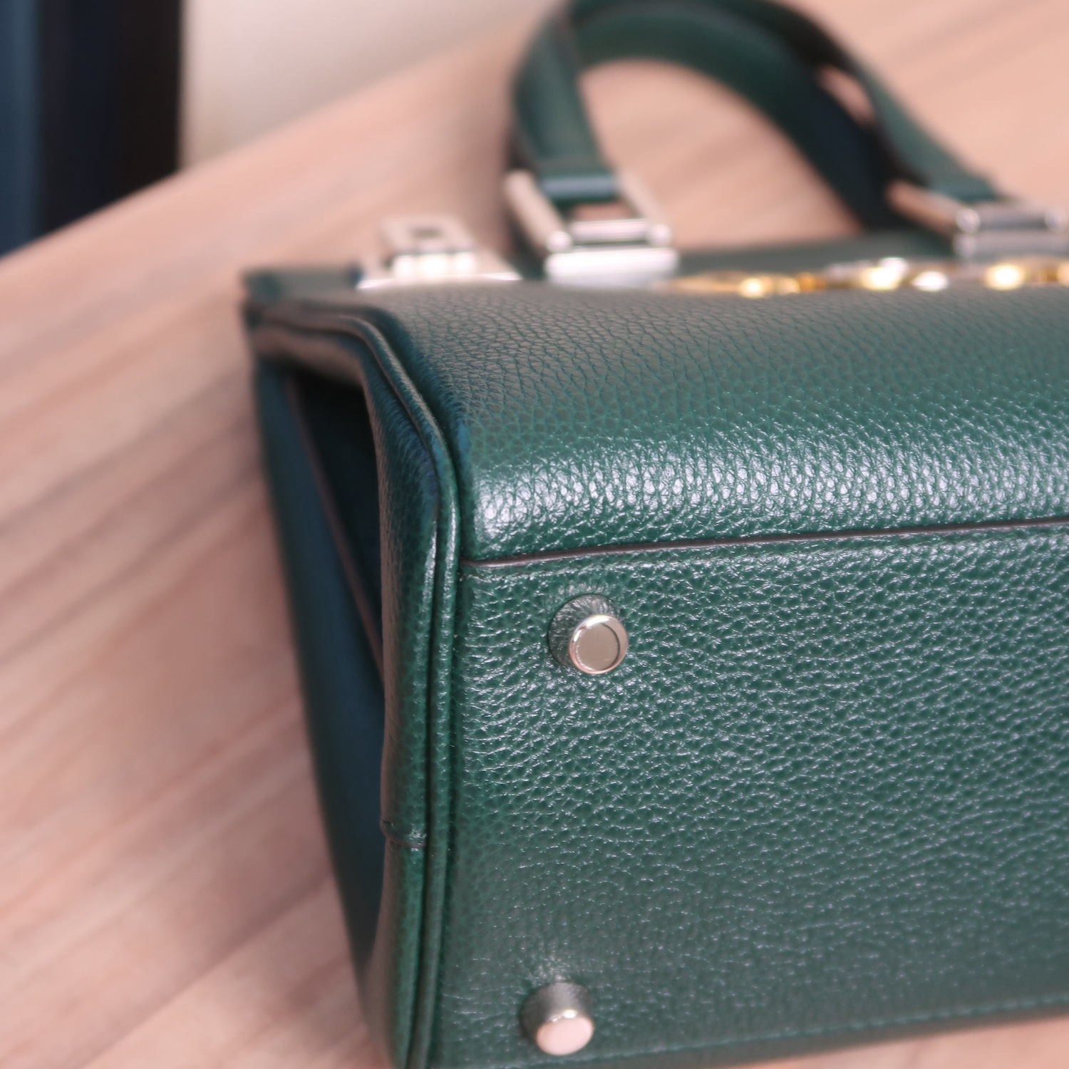 Gucci Green Grain Calfskin Zumi Top Handle Bag