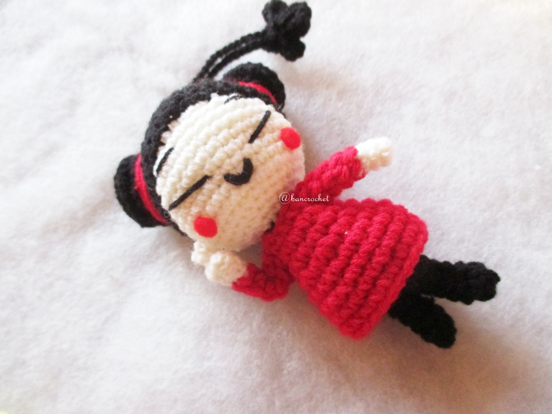 พวงกุญแจตุ๊กตาจีนถัก พวงกุญแจอาหมวยถักไหมพรม ขนาด 4 นิ้ว china doll crochet keychain 4 inch