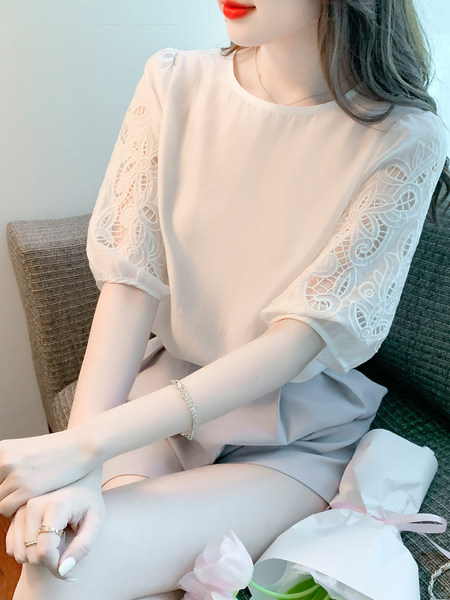 เสื้อลูกไม้ แขนสั้น