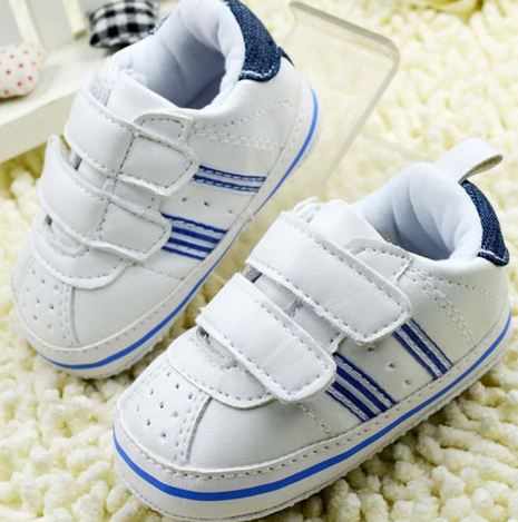 รองเท้าผ้าใบ เด็กเล็ก เด็กผู้ชาย เด็กผู้หญิง รองเท้าเด็ก สีขาว หนา นุ่ม ใส่สบาย แถบเปิดปิด 2 แถบ แน่นหนา มีช่องระบายอากาศ แถบคาดน้ำเงิน 14301_4