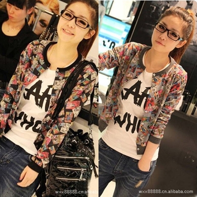 เสื้อคลุมตัวสั้น ลายการ์ตูน สไตล์เกาหลี เก๋ๆ เลือกสีที่พร้อมส่งด้านในเลยค่า