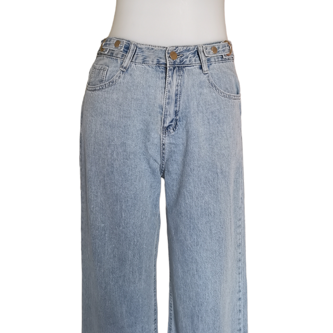 Jeans337 กางเกงยีนส์ขายาวขากระบอกสียีนส์ซีด เอวแต่งกระดุมแป๊ก แฟชั่นนำเข้าเกรดพรีเมียม