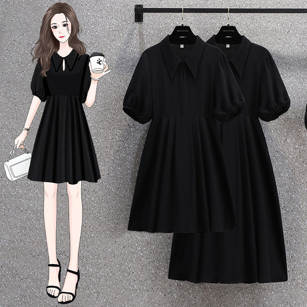 เดรสคนอ้วน เดรสสาวอวบ ชุดเดรสคนอ้วนวัยรุ่นแขนสั้น BY PLUS SIZE Girl