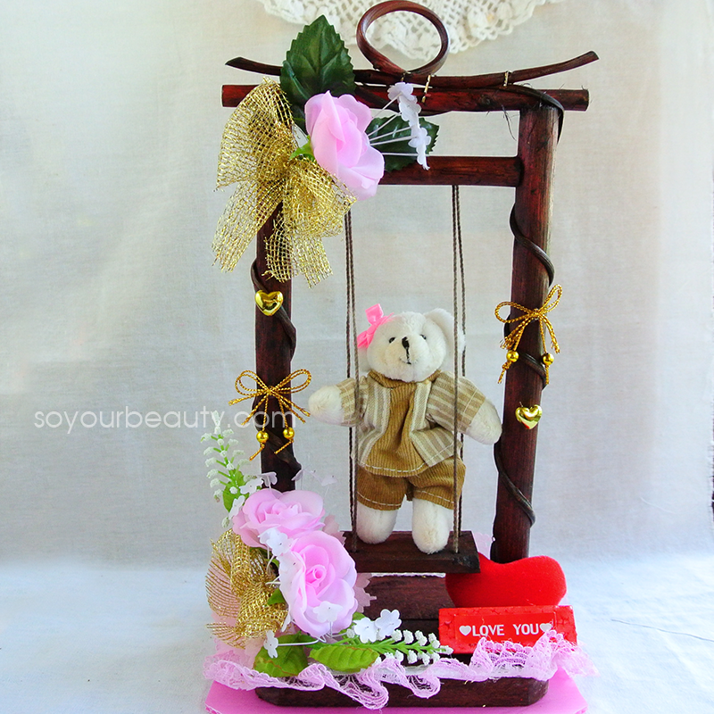 ของขวัญวันวาเลนไทน์ตุ๊กตาหมีชิงช้า I LOVE YOU