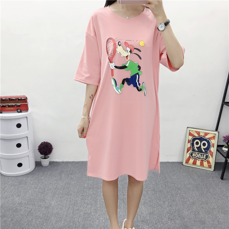Dress4006 ชุดเดรสโอเวอร์ไซส์ทรงปล่อยใส่สบาย ผ้าคอตตอนสีพื้นเนื้อดีหนานุ่มสวยเกรดพรีเมียม หน้าอกสกรีนลายคมชัด ผ้าสวยเกินราคาเนื้อดีนุ่มใส่สบายยืดขยายได้เยอะ