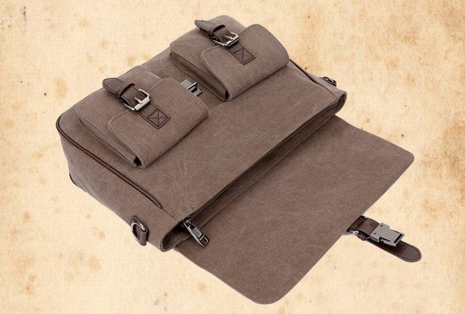 กระเป๋าสะพายข้าง ใส่ Notebook ใส่เอกสาร สไตล์ วัยรุ่น อเมริกัน เท่ ๆ ผ้าแคนวาส กันน้ำได้ ปรับสายสะพายได้ 2 แบบ สะพายหลังได้ 38102