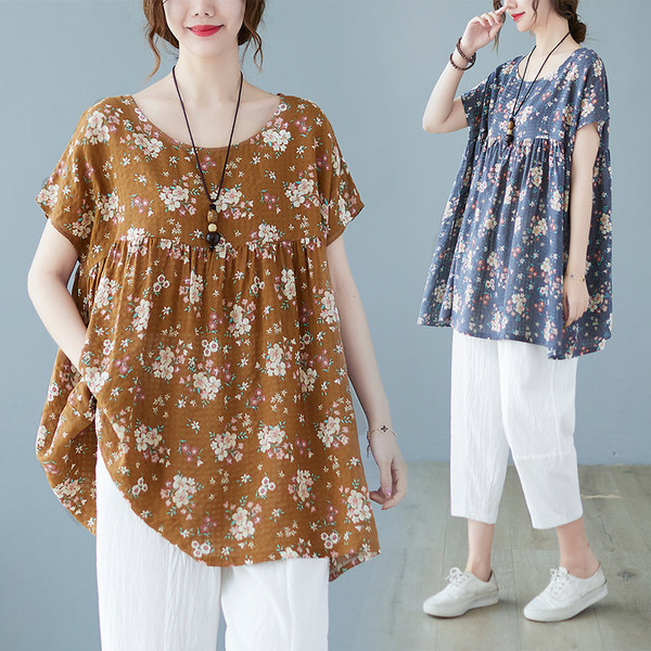 เสื้อยืดคนอ้วน สไตล์ญี่ปุ่น เสื้อยืดคนอ้วนผู้หญิง เสื้อทีเชิ้ตตัวใหญ่