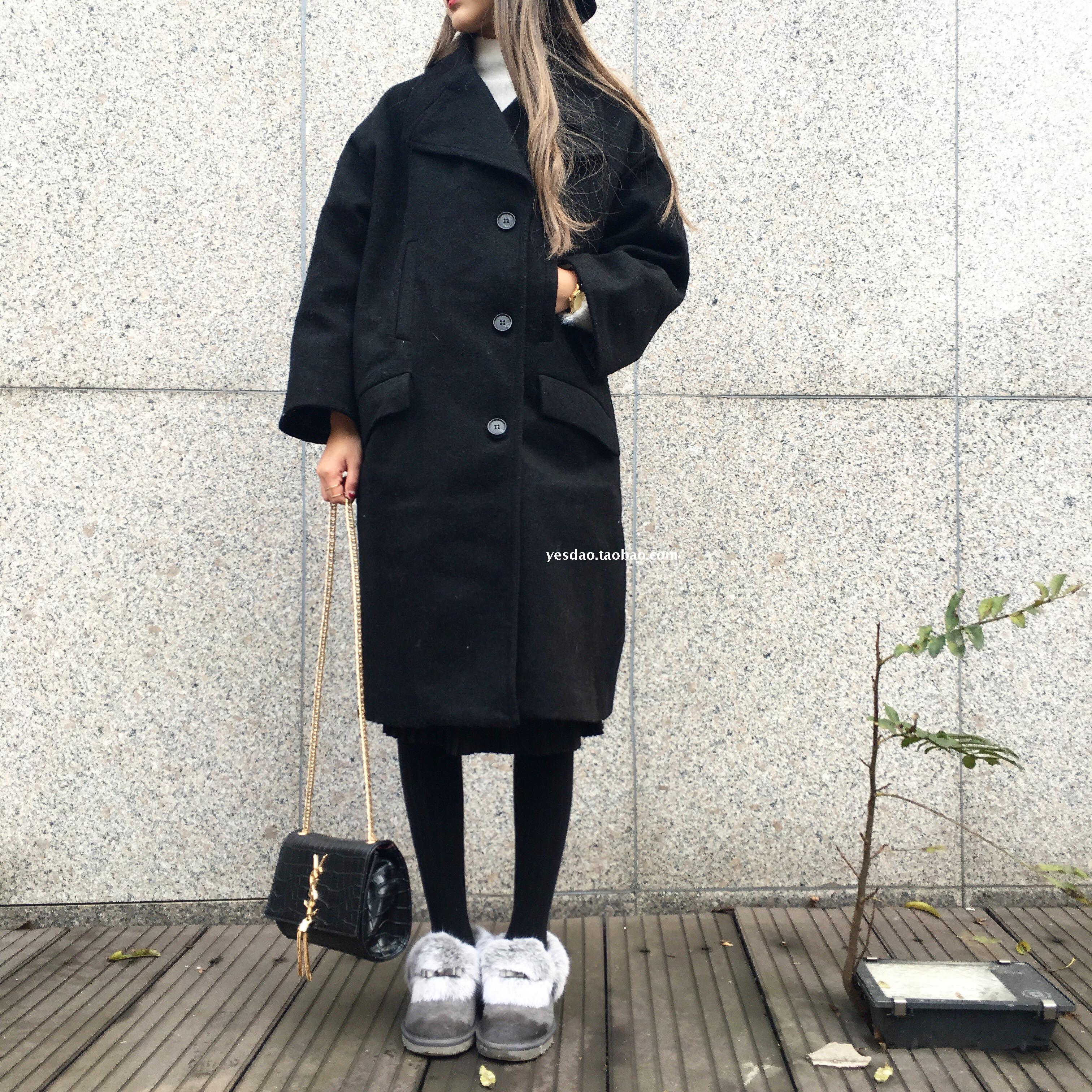 เสื้อโค้ทกันหนาว ทรงยาวโคล่ง แต่งกระเป๋า 4 จุด (กระเป๋าจริง) ผ้าวูลเนื้อละเอียด บุซับในกันลม งานดีค่าา พร้อมส่ง สีดำ
