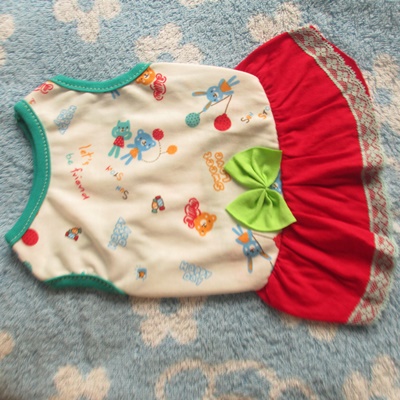 เสื้อน้องหมา-น้องแมวกระโปรงผ้ายืด คอ8" ยาว10" #444-018