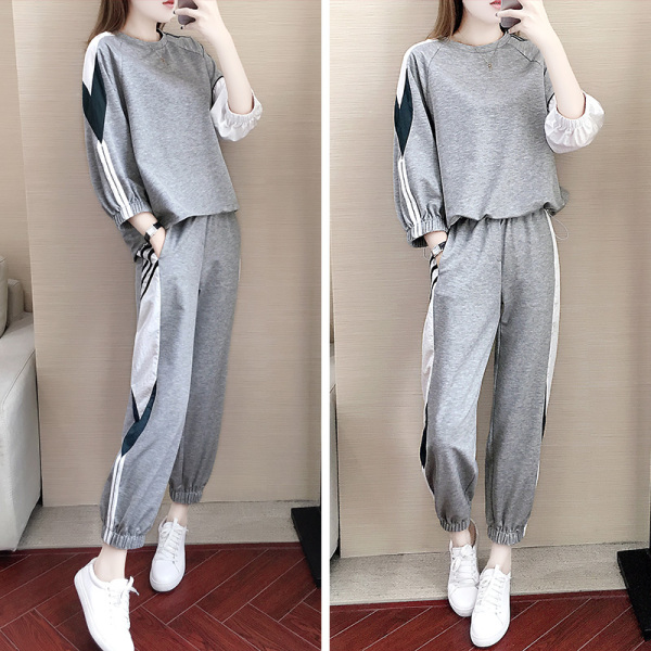 ชุดวอร์ม สูทเกาหลี Jumpsuit ชุดจั้มสูท ชุดเซท 2 ชิ้น ชุดกีฬาผู้หญิง ชุดออกกำลังกาย เสื้อกันหนาว ชุดวอร์มคู่