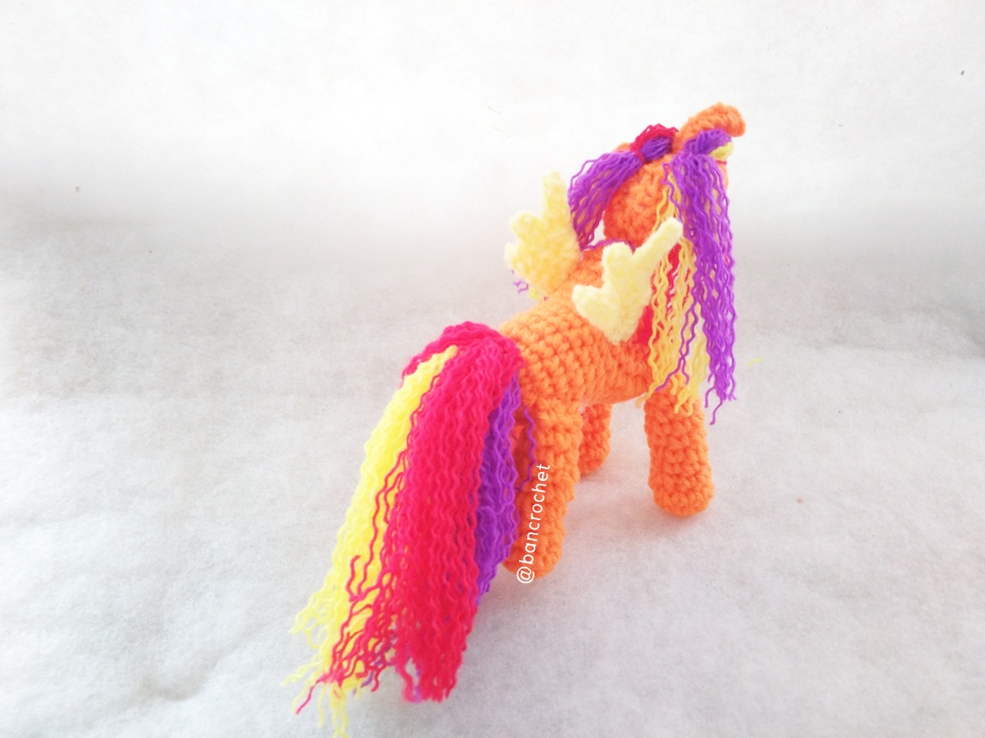 ม้าโพนี่ถัก pony amigurumi crochet ส้ม 4 นิ้ว