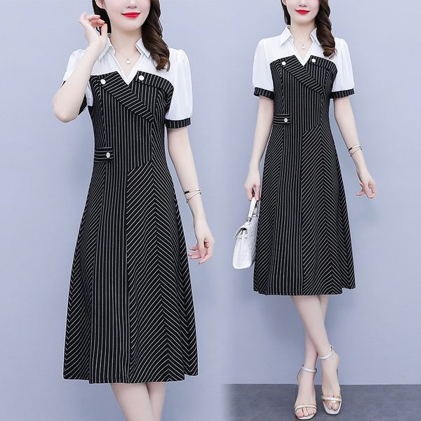 เดรสคนอ้วน เดรสสาวอวบ ชุดเดรสคนอ้วนวัยรุ่นแขนสั้น BY PLUS SIZE Girl