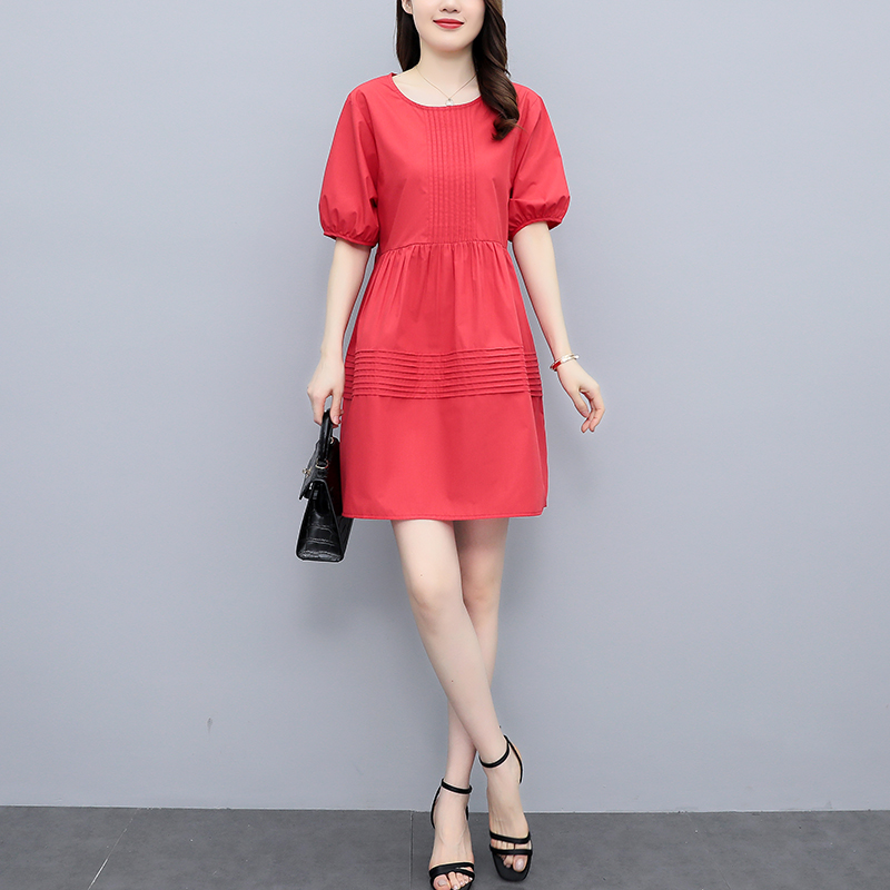 เดรสคนอ้วน เดรสสาวอวบ ชุดเดรสคนอ้วนวัยรุ่นแขนสั้น BY PLUS SIZE Girl