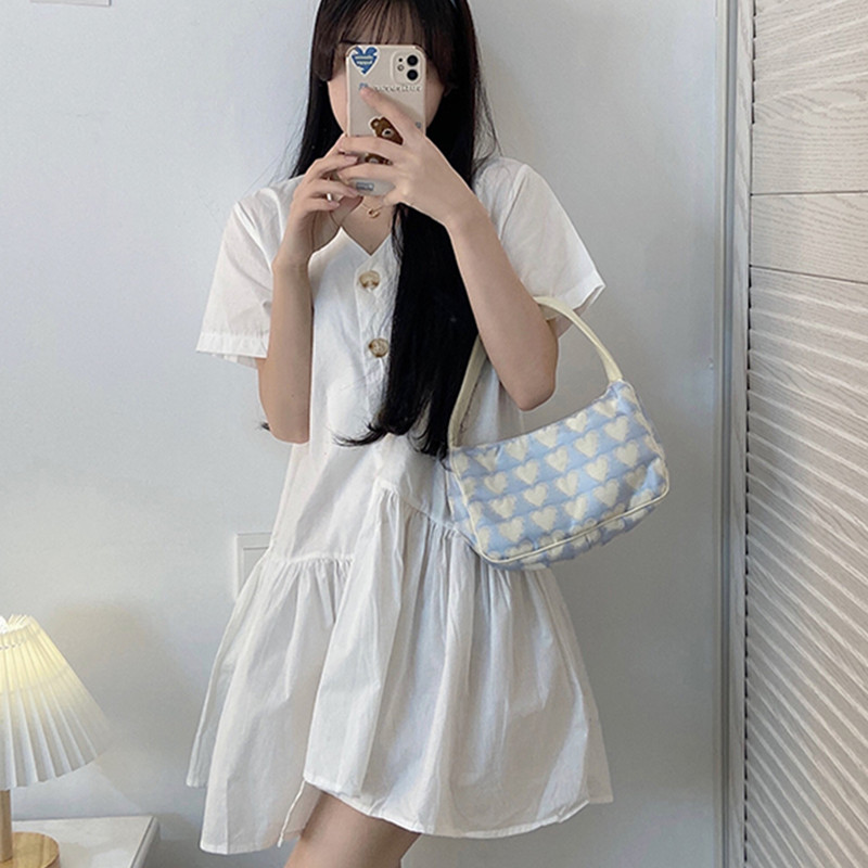 เดรสแขนสั้นมีไซส์L-4XLอก38-47นิ้ว
