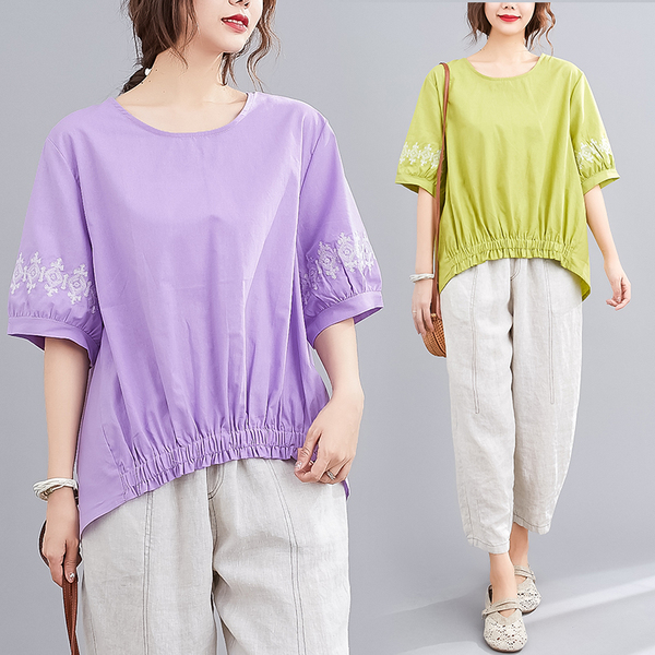 เสื้อผ้าฝ้าย เสื้อผ้าลินิน สไตล์ฤดูร้อน BY Lian Zhi Cotton and linen art สไตล์VINTAGE มีขนาดไซส์อกประมาณ 35-40 นิ้ว