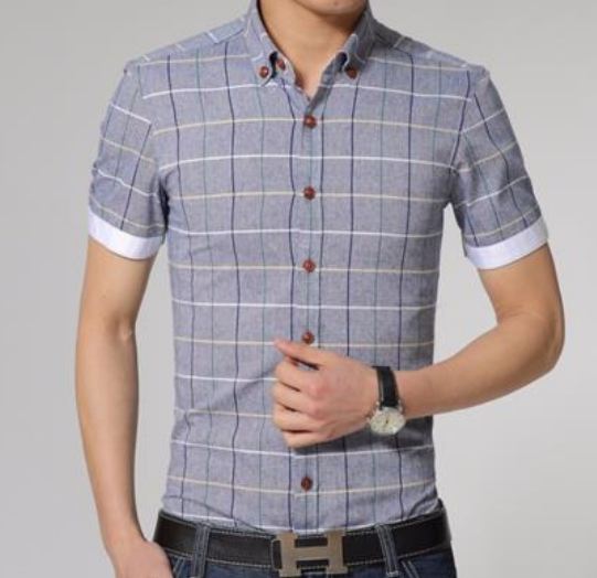 เสื้อเชิ้ตผู้ชาย ใส่ทำงาน เสื้อคอปกแขนสั้น ลายสก๊อต ลายตาราง สี่เหลี่ยม แบบสวย พับแขน อีกสี เสื้อผู้ชาย แบบติดกระดุม ดีไซน์ สวย เข้ารูป 212890