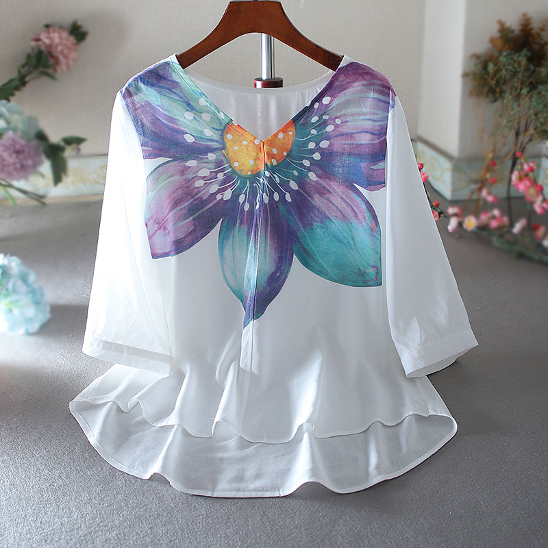 เสื้อลินิน เสื้อผ้าฝ้ายลินิน เสื้อเชิ้ตผ้าลินิน ปักลายสวยๆด้วยด้าย สไตล์VINTAGE