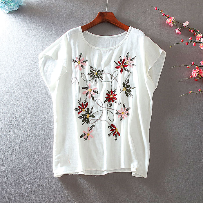 เสื้อลินิน เสื้อผ้าฝ้ายลินิน เสื้อเชิ้ตผ้าลินิน ปักลายสวยๆด้วยด้าย สไตล์VINTAGE BY Dreamroom