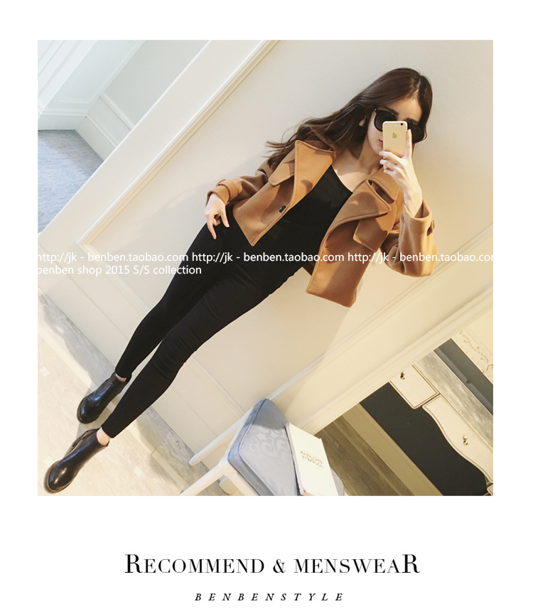 เสื้อโค้ท jacket ตัวสั้น สีน้ำตาล ผ้าสักกะหลาด ไม่หนา ทรงสวย ใส่คลุมเก๋ๆ น้ำตาล