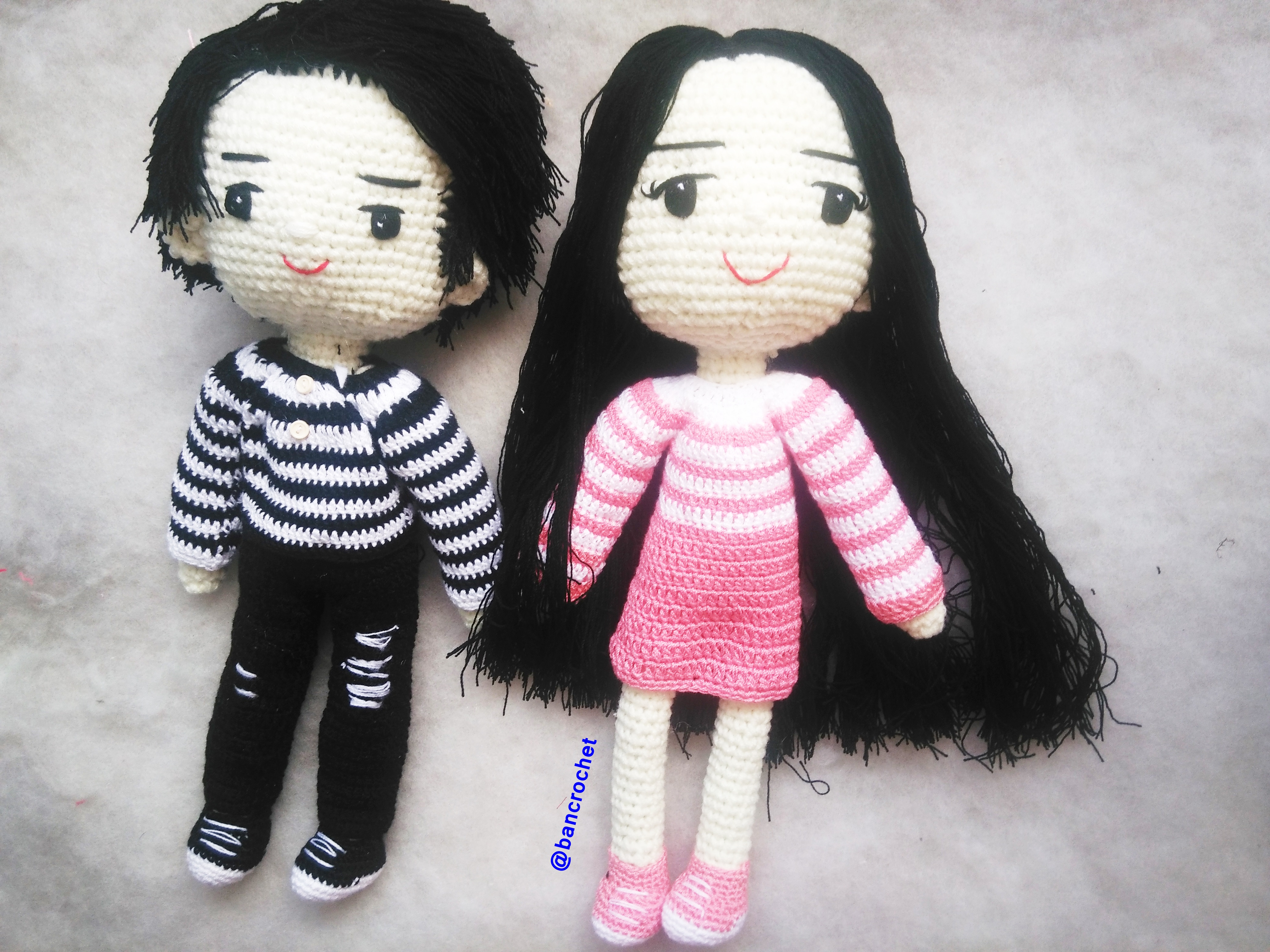 Bancrochet ตุ๊กตาคู่รักถักโครเชต์ Crochet couple doll หลากสี 11 นิ้ว