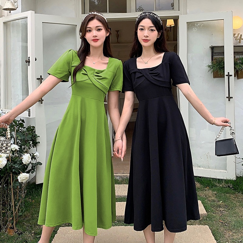 เดรสแขนสั้น มีไซส์ L-4XLอก 38-47 นิ้ว ใส่ได้ทั้งสาวหุ่นดีน่ารักจนถึงสาวอวบพลัสไซส์ จัดส่งฟรี! ทักแชทสั่งซื้อ