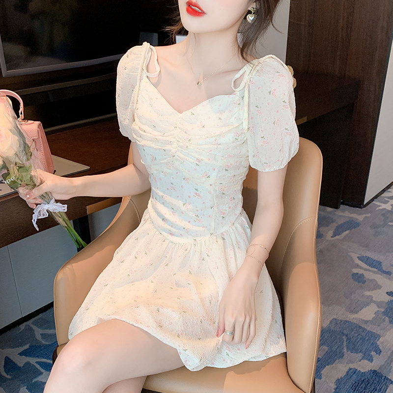 เดรสลูกไม้ เดรสชีฟองสวยๆ แขนสั้น By Meiyi women's clothing