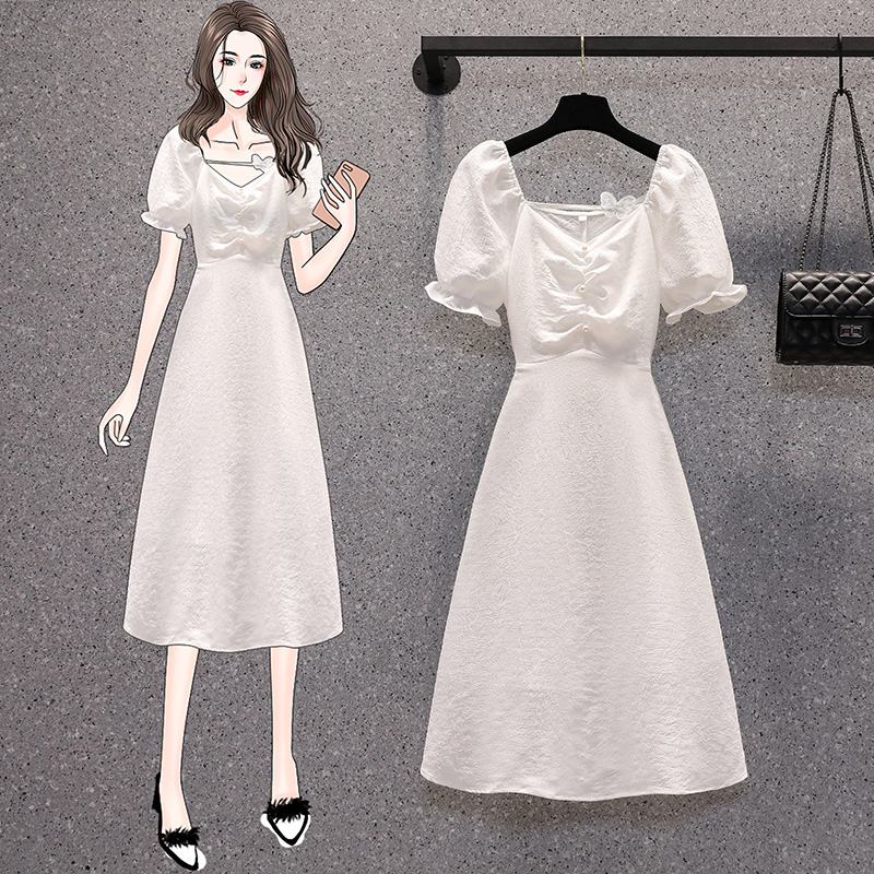 เดรสแขนสั้น มีไซส์ L-4XLอก 38-47 นิ้ว ใส่ได้ทั้งสาวหุ่นดีน่ารักจนถึงสาวอวบพลัสไซส์
