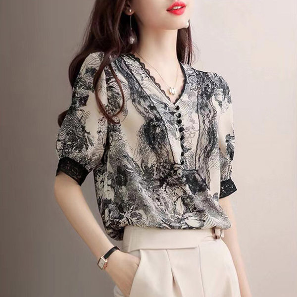 เสื้อลูกไม้ แขนสั้น