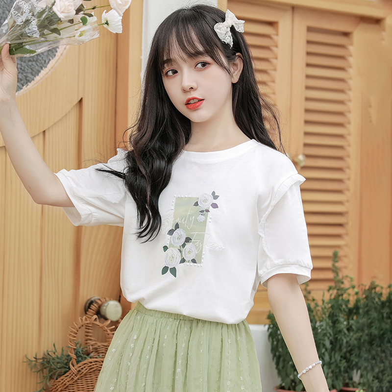 เสื้อผ้าวัยรุ่นเกาหลี เสื้อยืดวัยรุ่นผู้หญิง มีขนาด S M L XL