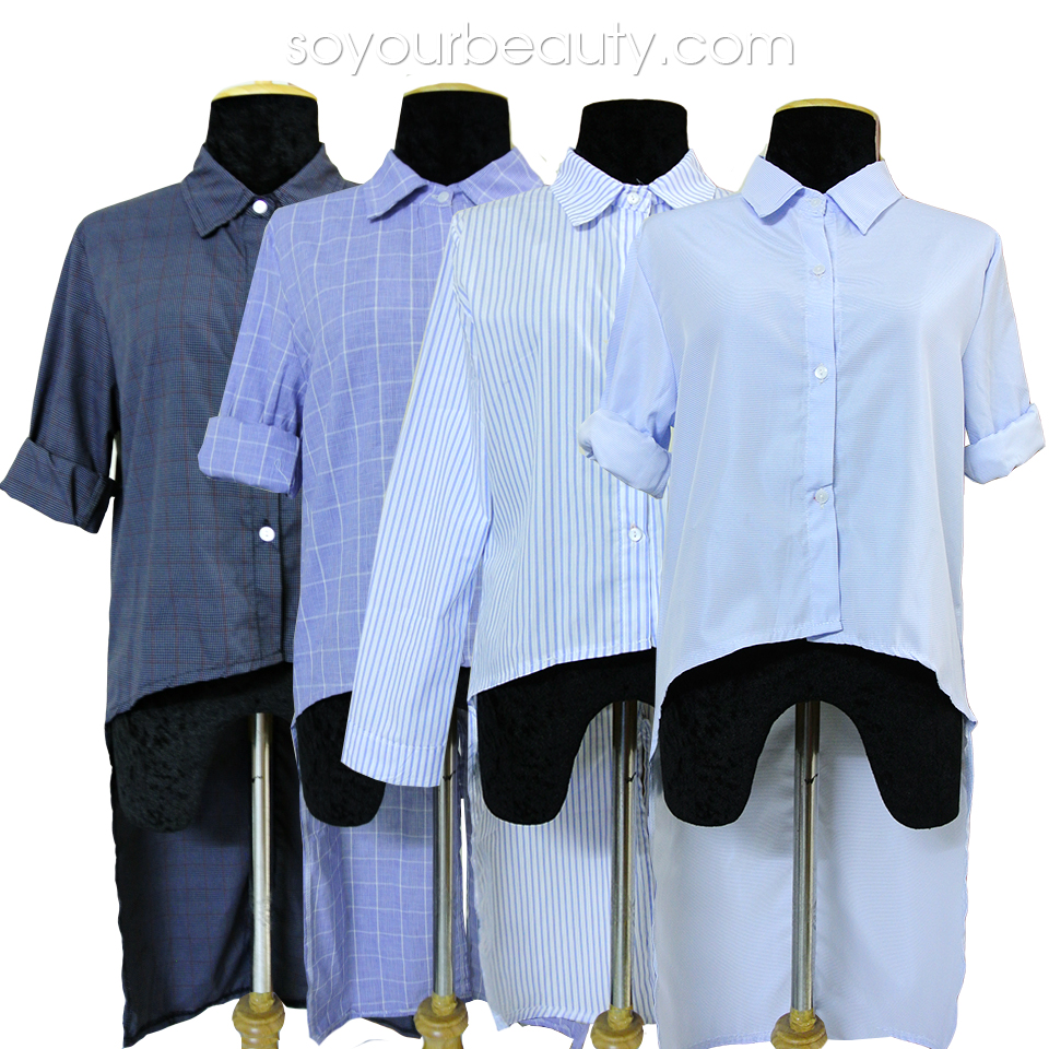 เสื้อเชิ้ตผู้หญิงหน้าสั้นหลังยาว