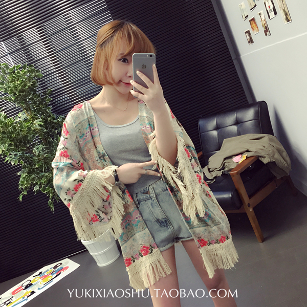 หน้าร้อนนี้ห้ามพลาด เสื้อคลุมแฟชั่น ผ้าชีฟอง นุ่มลื่น เนื้อดี แต่งพู่เก๋ๆ ใส่สบาย พร้อมส่งจ้า