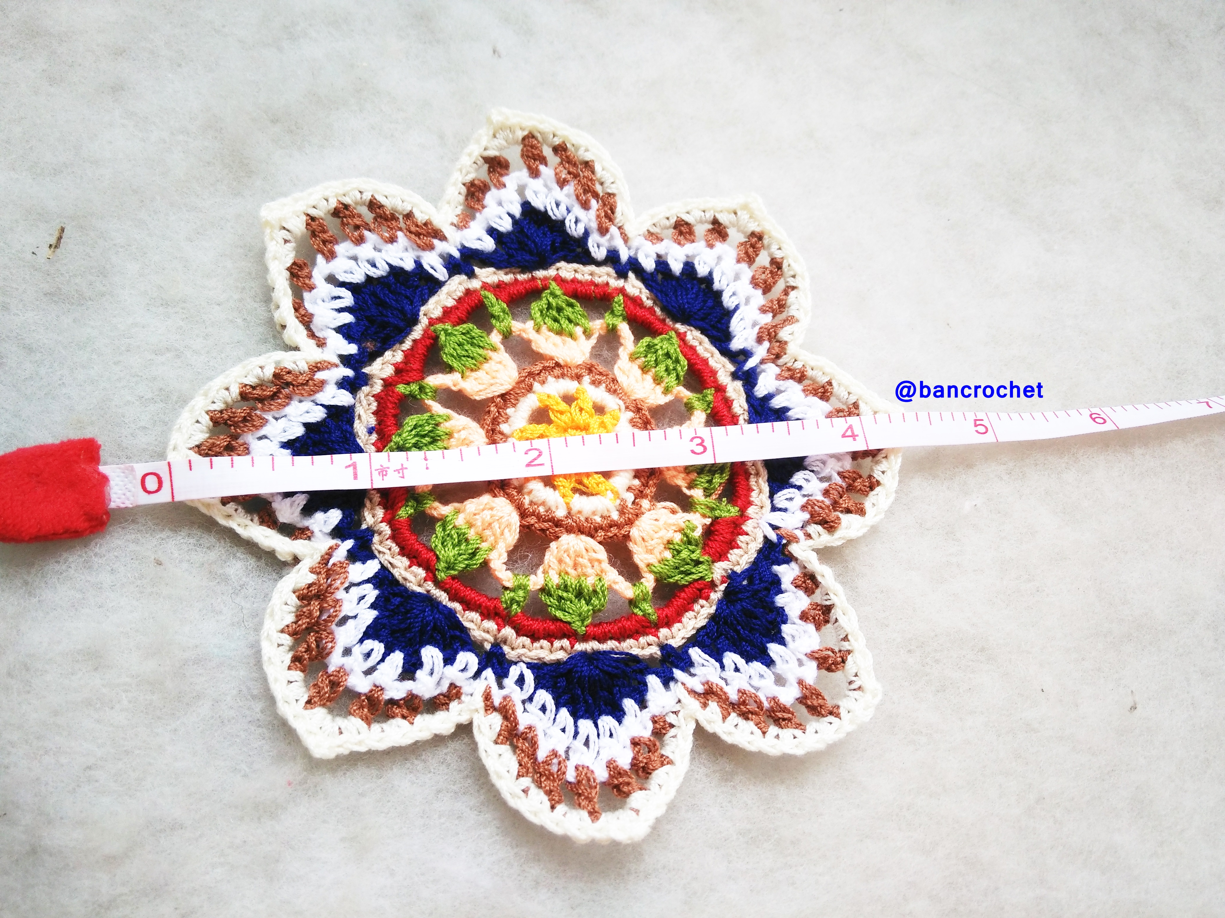 Bancrochet ที่รองแก้วถักโครเชต์ crochet coasters หลากสี 4 นิ้ว