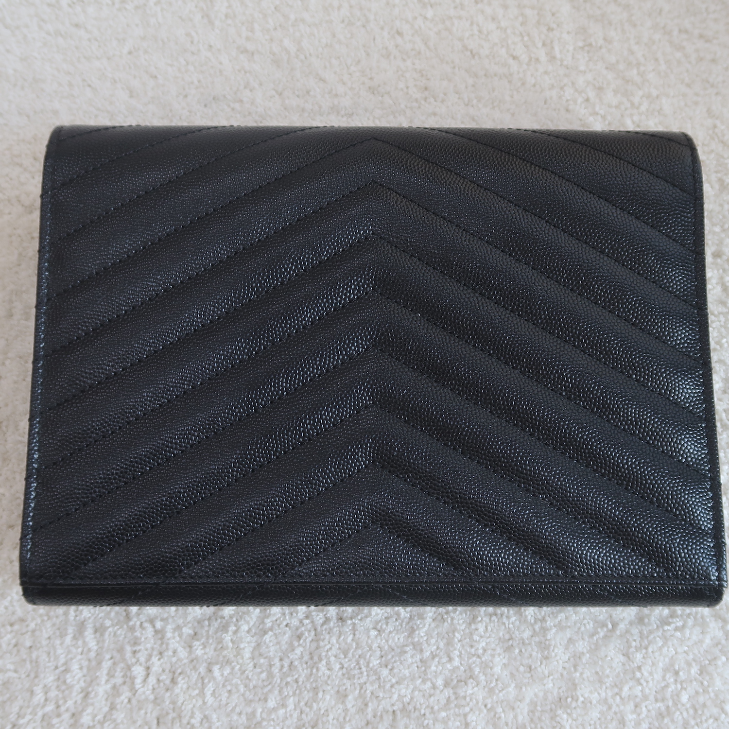 Saint Laurent Black Cassandre Matelasse Wristlet Pouch