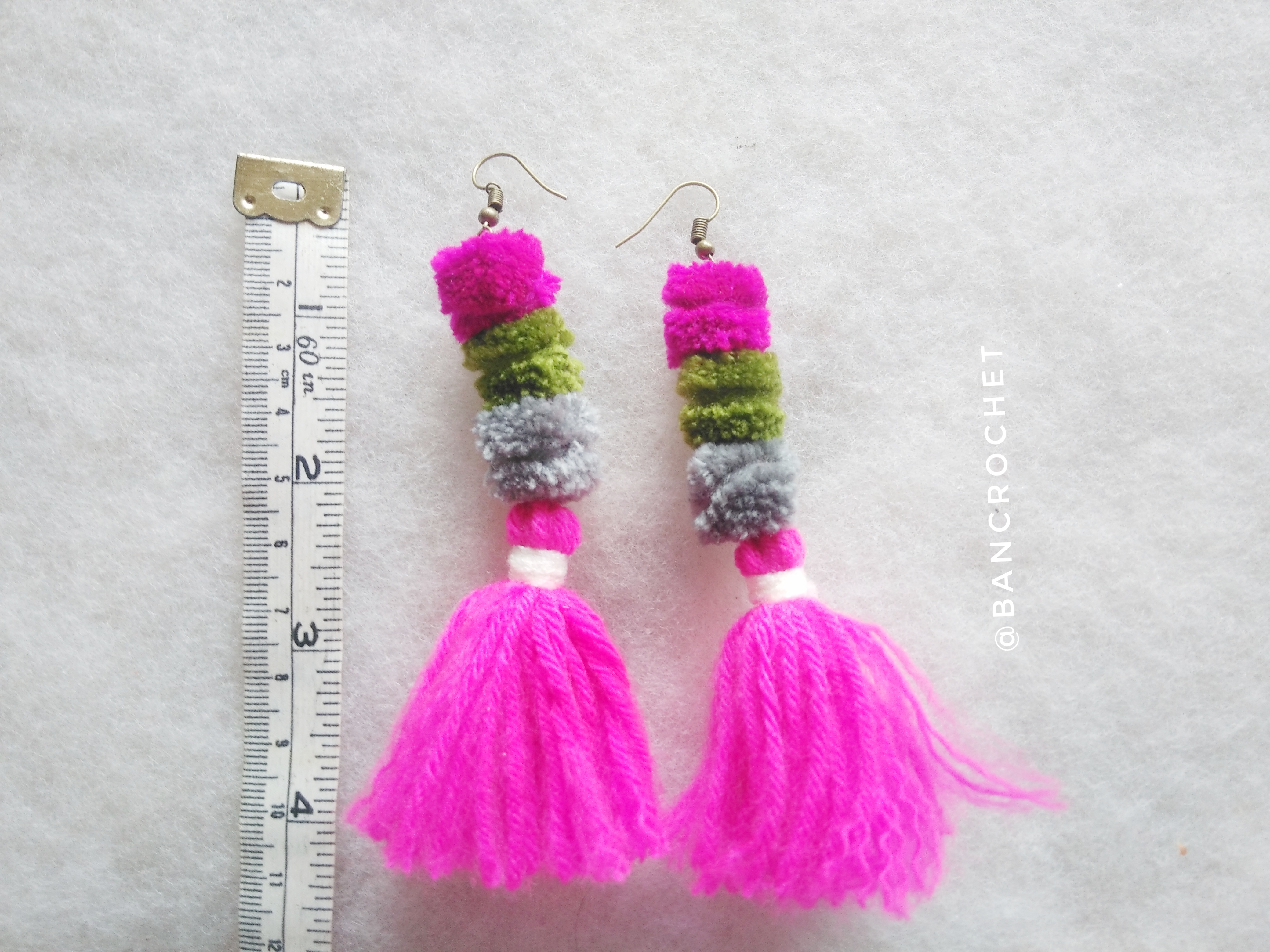 Bancrochet ต่างหูถักโครเชต์ crochet earring หลากสี 4-6 นิ้ว