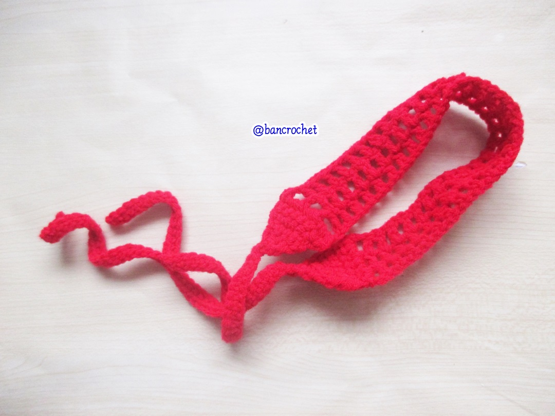Bancrochet ที่คาดผมถักโครเชต์ crochet headband แดงเข้ม 1.-1.5*13 inch